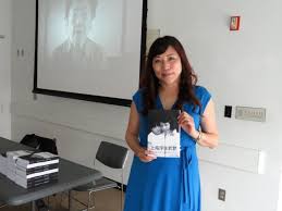 The author at a book event